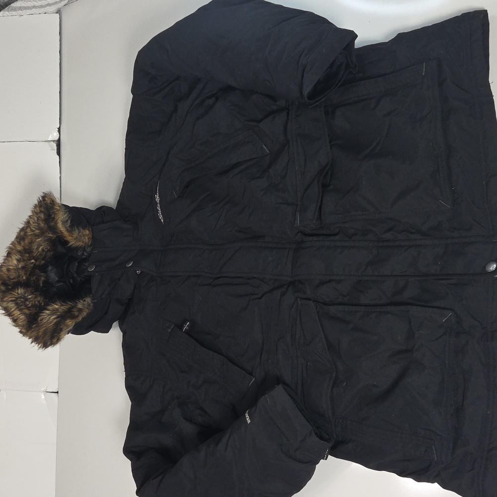 Eddie Bauer Superior Down Weatheredge Parka Coat Fur Hood Mens Black Size XXL